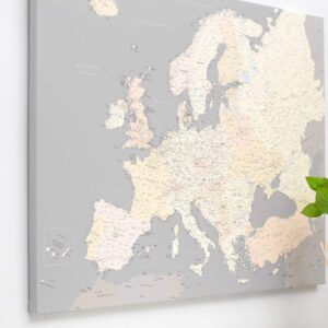 Carte de l’Europe a epingles Gris Crème Détaillé
