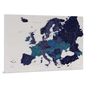 Carte de l’Europe avec épingles Bleu Marin Détaillé tripmap.fr