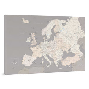 Carte de l’Europe avec épingles Gris Crème Détaillé tripmap.fr