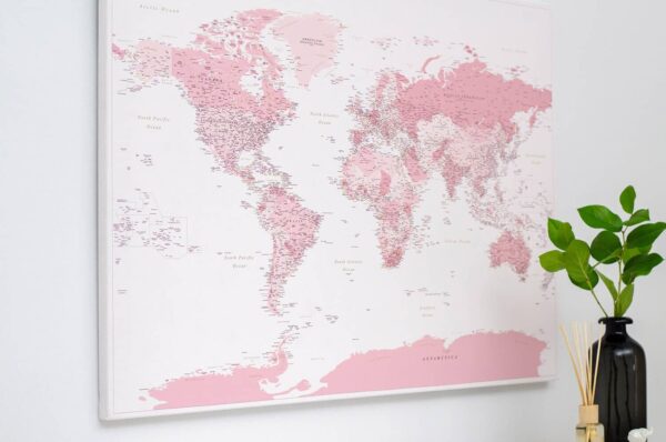 Carte du monde Rose Détaillé tripmap