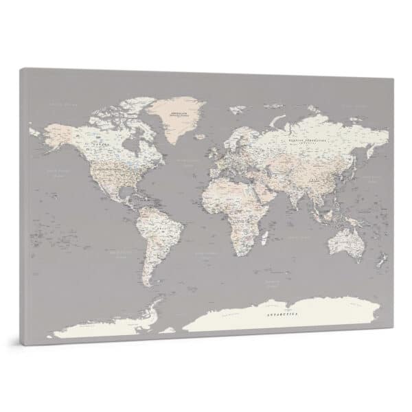 Carte du monde à épingles-Gris Crème Détaillé tripmap.fr