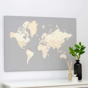 Carte du monde a epingles Gris Crème