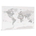 Carte du monde à épingles Gris Détaillé tripmap.fr