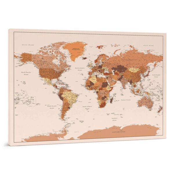 Carte du monde à épingles Marron Détaillé tripmap.fr