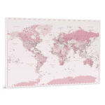 Carte du monde à épingles Rose Détaillé tripmap.fr