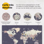 Carte du monde à épingles Violet Détaillé information