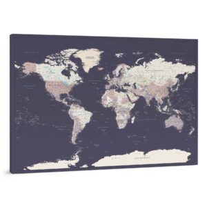 Carte du monde à épingles Violet Détaillé tripmap.fr