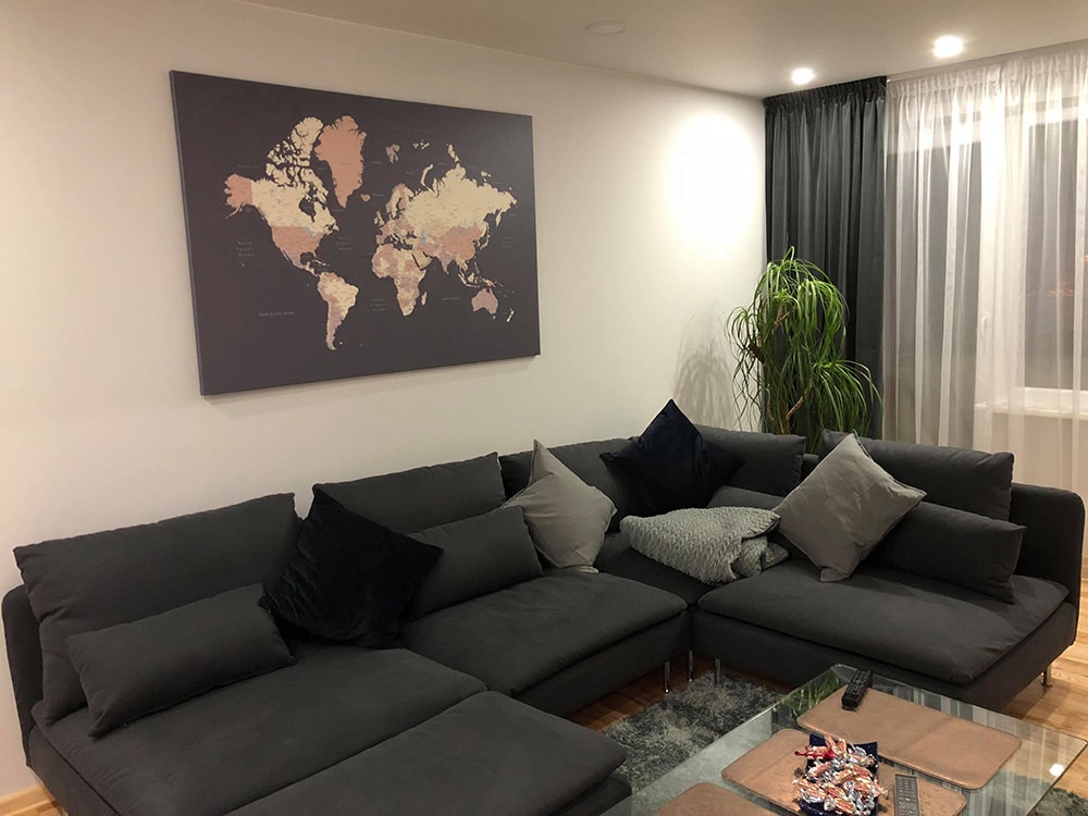 large world map on wall