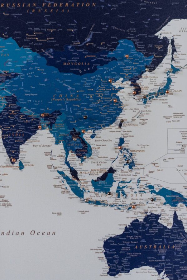 toile carte du monde Bleu marin Détaillé tripmap.fr