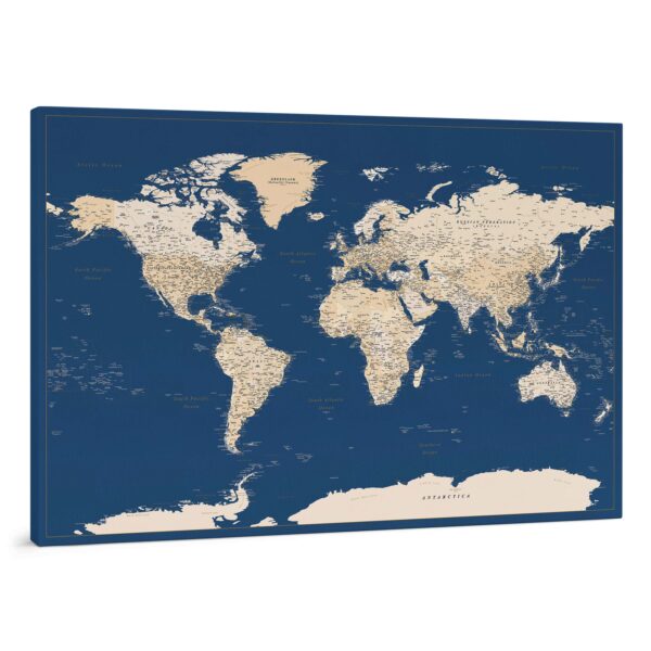 Carte du monde à épingles Bleu foncé Détaillé tripmap.fr