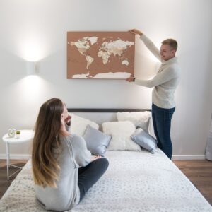 Carte du monde a epingles Marron beige Détaillé