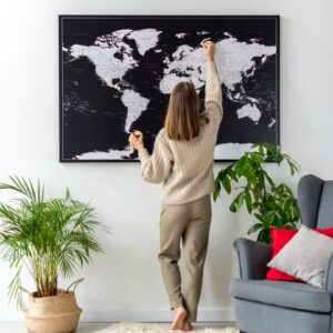 Carte du monde a epingles Noir moderne Détaillé