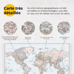 Carte du monde à épingles Rétro bleu clair Détaillé information