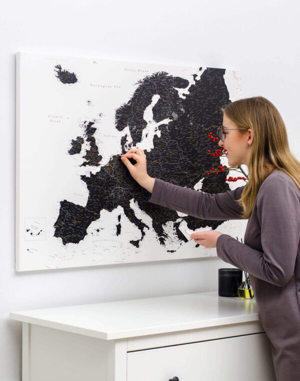Carte de l’Europe Noir et blanc Détaillé tripmap