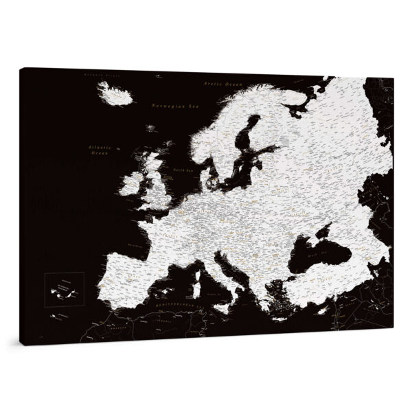 Carte de l’Europe avec épingles Noir Moderne Détaillé tripmap.fr