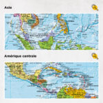 Carte du monde à épingles Politique Détaillé asie et amérique centrale