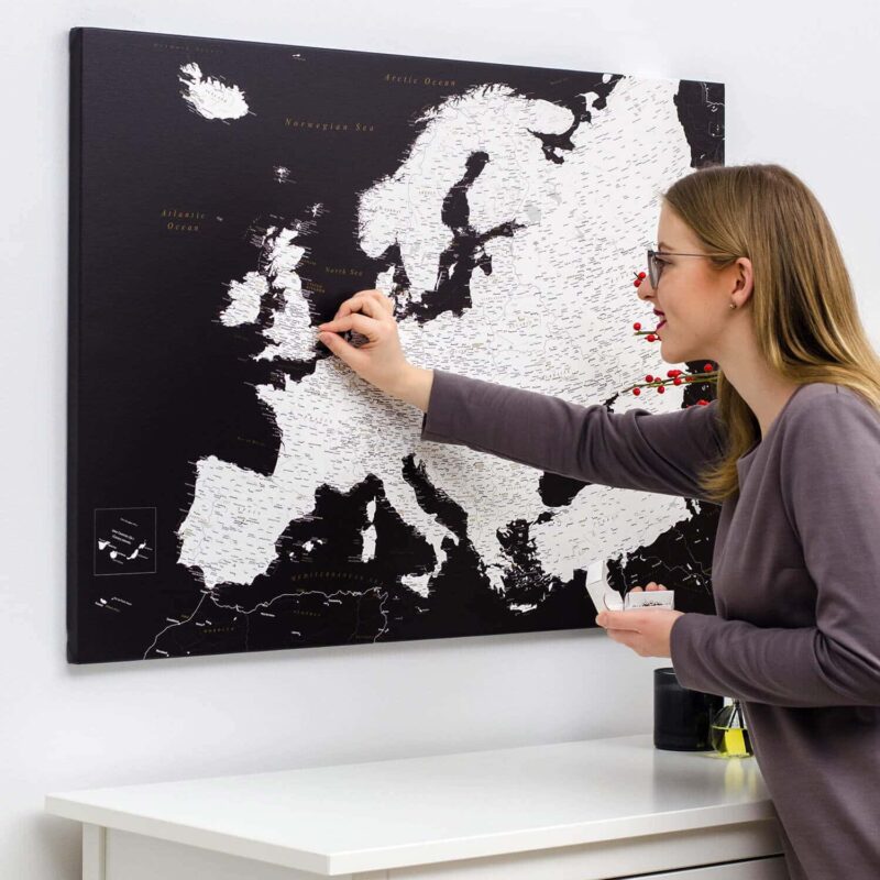 carte de l europe avec epingles Noir Moderne (Détaillé) tripmap