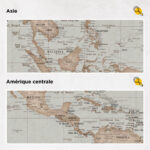 Carte du monde à épingles Vintage Ancien Détaillé asie et amérique centrale