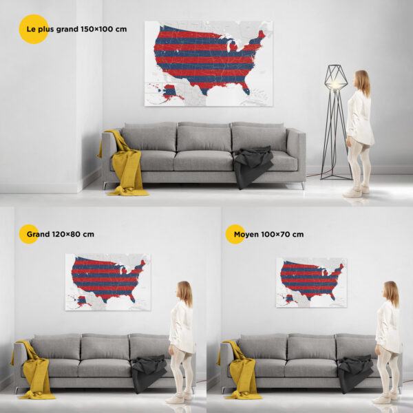 Carte des États-Unis à épingles Edition spéciale 4 juillet Détaillé taille
