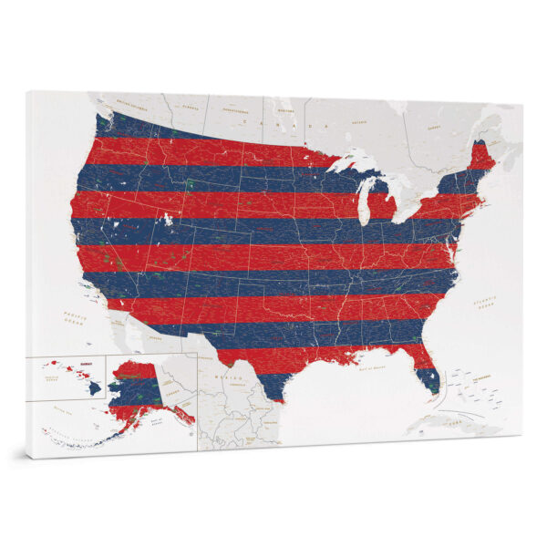 Carte des États Unis à épingles Edition spéciale 4 juillet Détaillé tripmap.fr