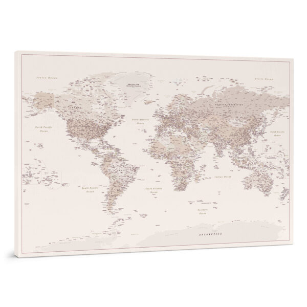 Carte du monde à épingles Sable du désert Détaillé tripmap.fr