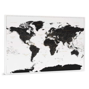 Carte du monde à épingles Noir et blanc Détaillé tripmap.fr