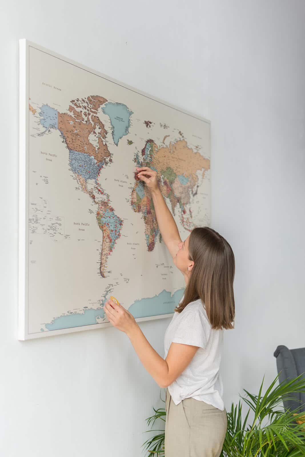 Carte du monde à épingles - Colorée (Détaillé) 