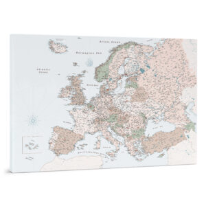 Carte de l’Europe avec épingles Rétro Détaillé tripmap.fr