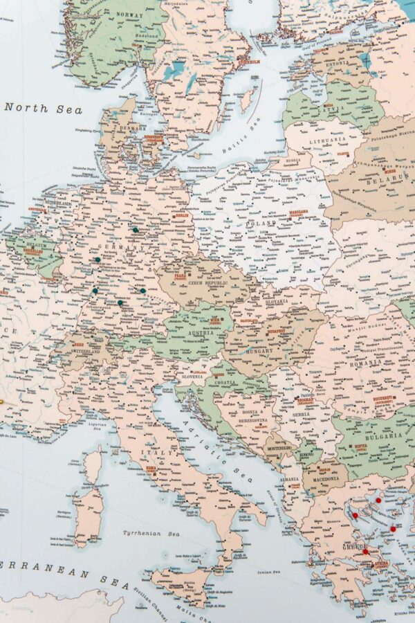 de l’Europe carte avec epingles Rétro Détaillé