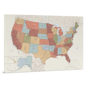 Carte des États Unis à épingles Colorée Détaillé tripmap.fr