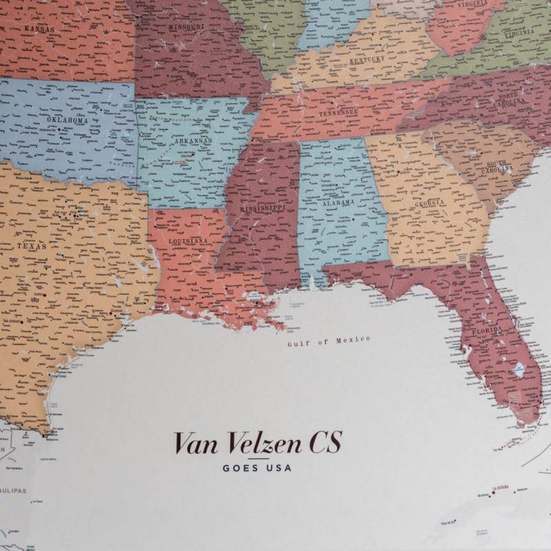 Carte des États-Unis à épingles – Colorée personnalisation