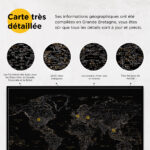 Carte du monde à épingles Minuit Noir Détaillé information