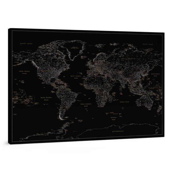 Carte du monde à épingles Minuit Noir Détaillé tripmap.fr
