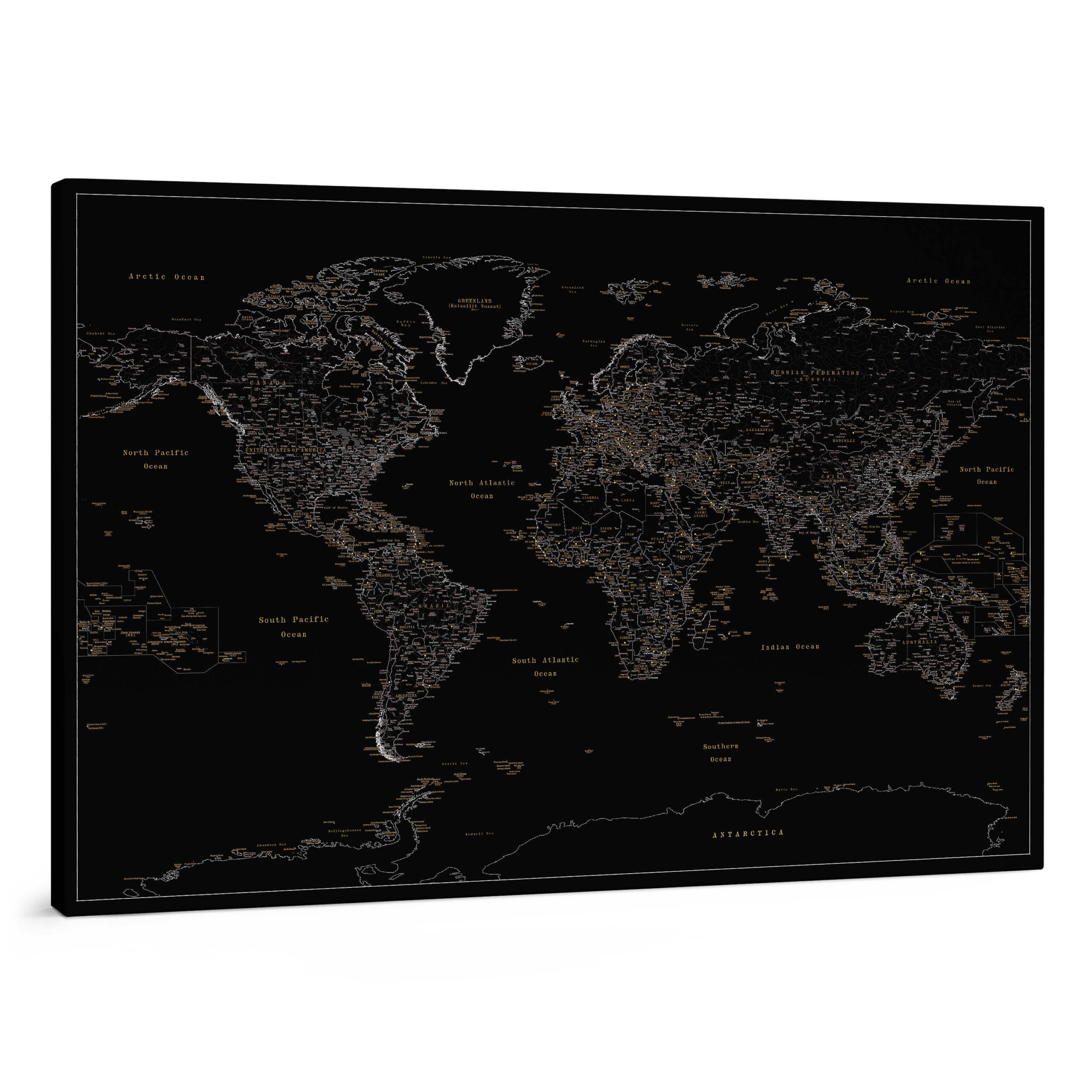 Poster Carte du monde et punaise 