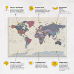 Carte du monde à épingles Raisins Détaillé caractéristiques