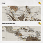 Carte du monde à épingles Safari Détaillé asie et amérique centrale