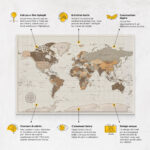 Carte du monde à épingles Safari Détaillé caractéristiques