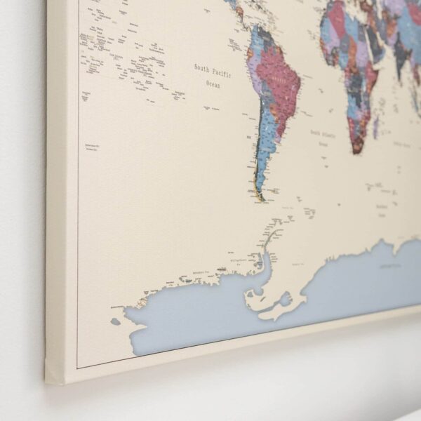 Carte du monde avec punaises Raisins Détaillé
