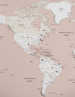 carte du monde à épingler rose