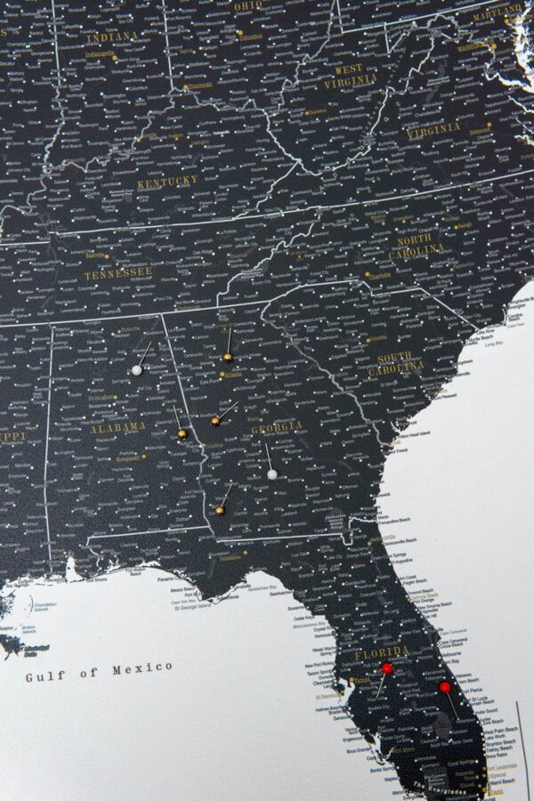 tableau carte des États-Unis Noir et blanc Détaillé