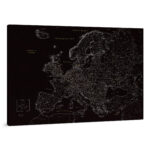 Carte de l'Europe avec épingles Minuit noir Détaillé
