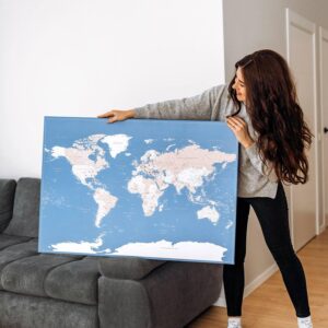 Carte du monde a epingles Bleu Détaillé