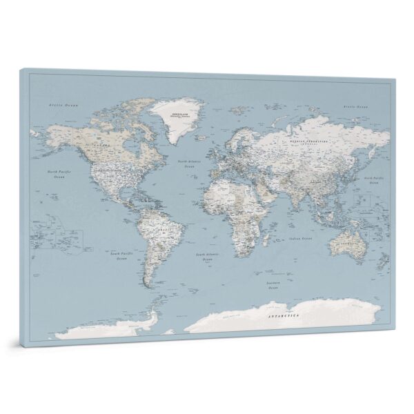 Carte du monde à épingles Bleu doux Détaillé